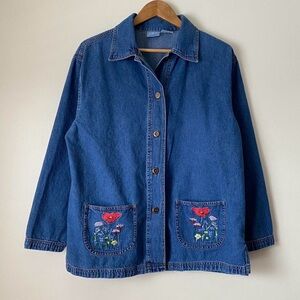 Blair Blue Denim Jacket with Floral Pockets